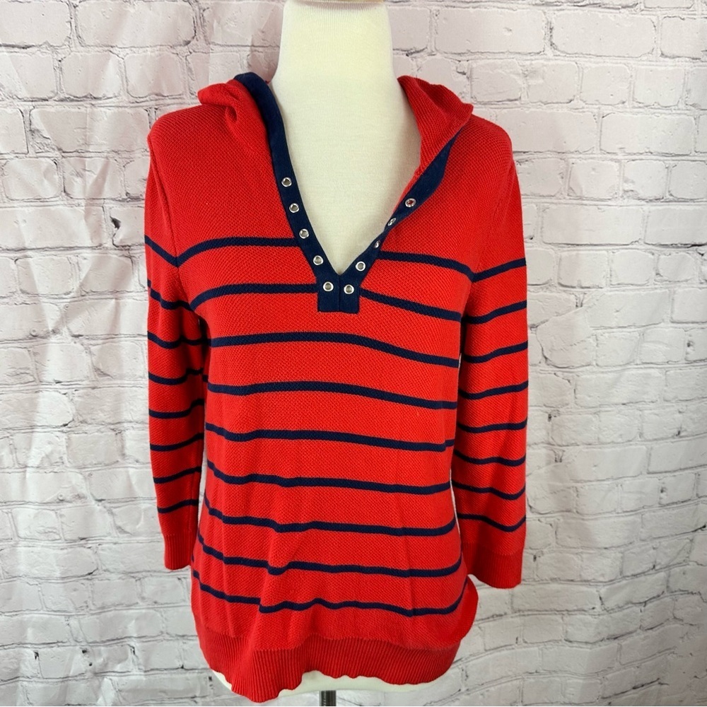 lauren active Ralph Lauren waffle 3/4 sleeve pullover sweater women L nautical